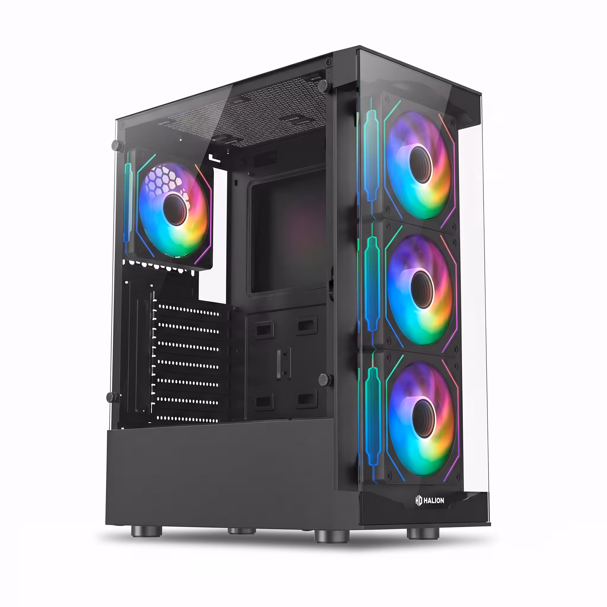 CASE ATX HALION TAURO CR33 NEGRO 500W REALES 24 PINES VIDRIO TEMPLADO FAN X4 ARGB