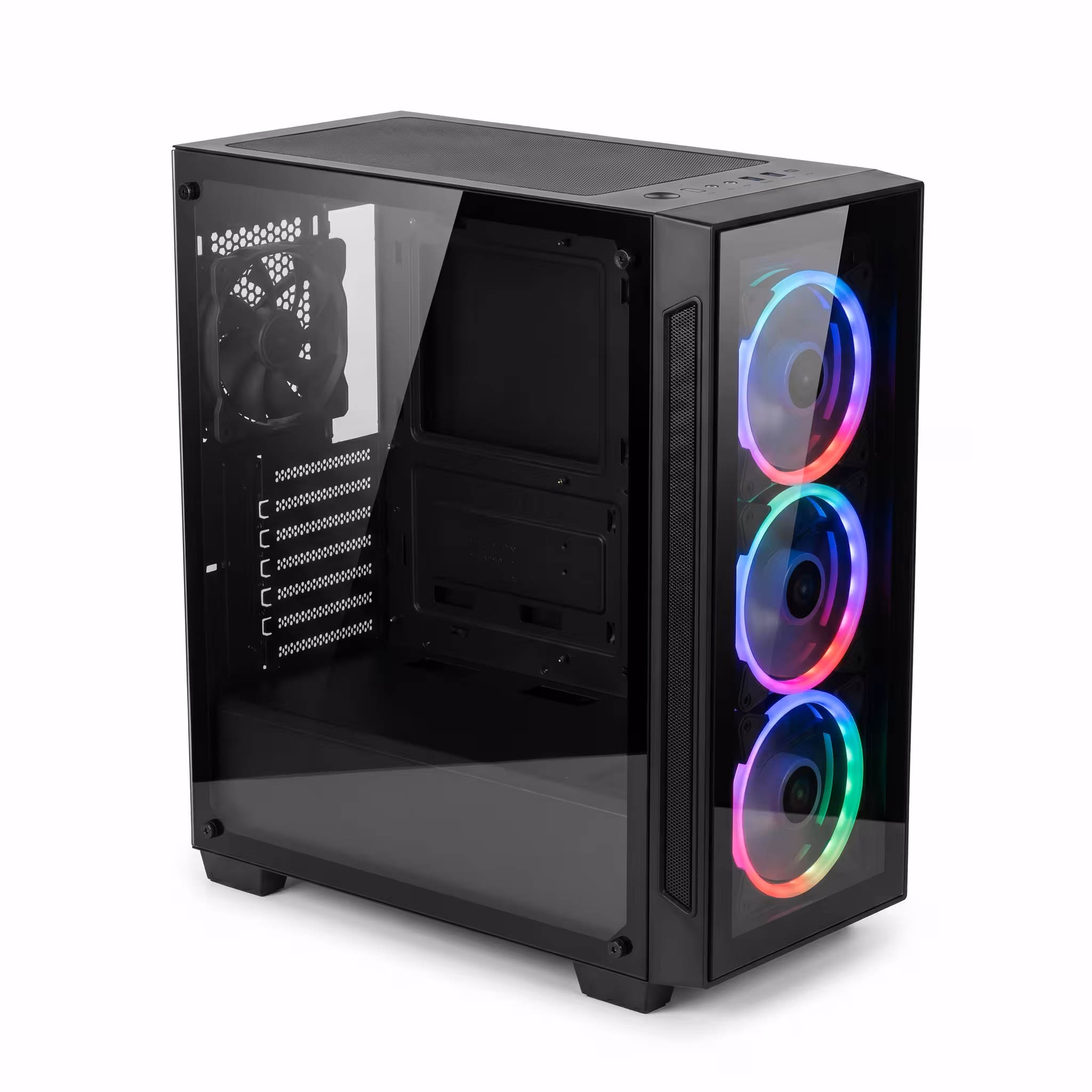 CASE GAMING ATX HALION MARTE CR28 | 500W REALES | COOLER FAN X 4 RGB | VIDRIO TEMPLADO