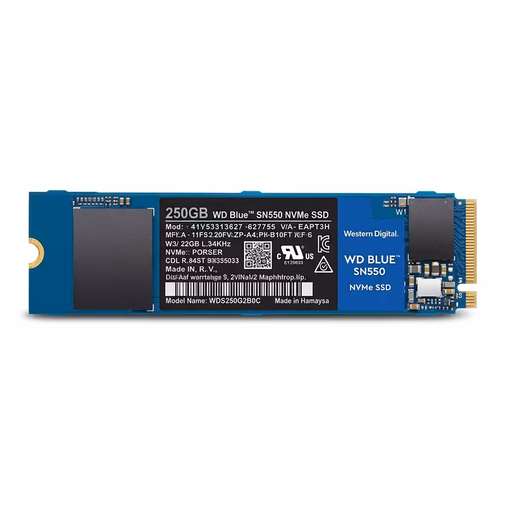 UNIDAD DE ESTADO SOLIDO WESTER DIGITAL BLUE SN550 250GB PCIE M.2 2280  |LEC 2400MB/S | ESC 950MB/S | ( WDS250G2B0C )