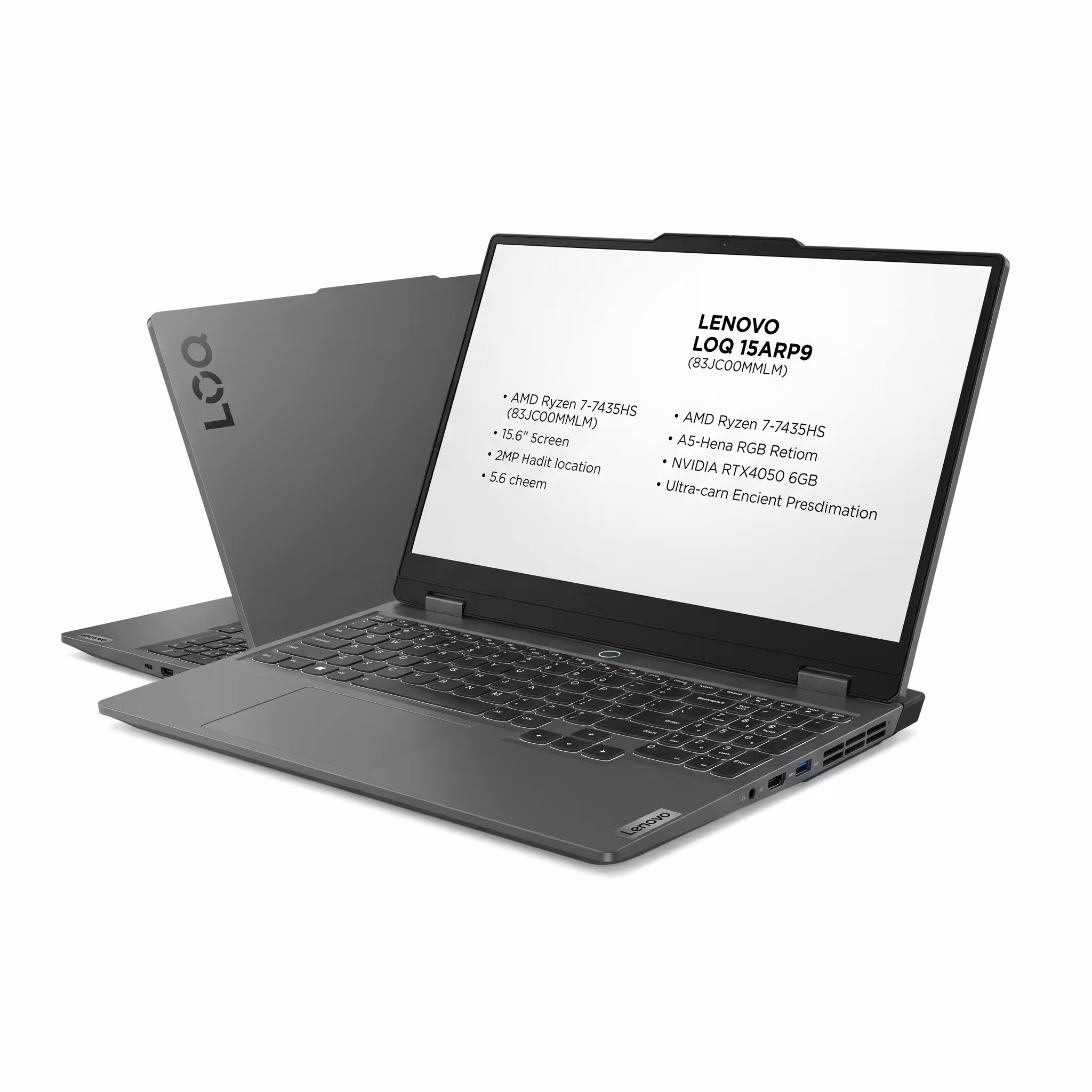 LENOVO LOQ 15ARP9 IA (83JC00MMLM) | AMD RYZEN 7-7435HS | RAM 16GB DDR5 | SOLIDO 512GB M.2 | VIDEO NVIDIA RTX4050 6GB | PANTALLA LED 15.6" 1080 | FREEDOS