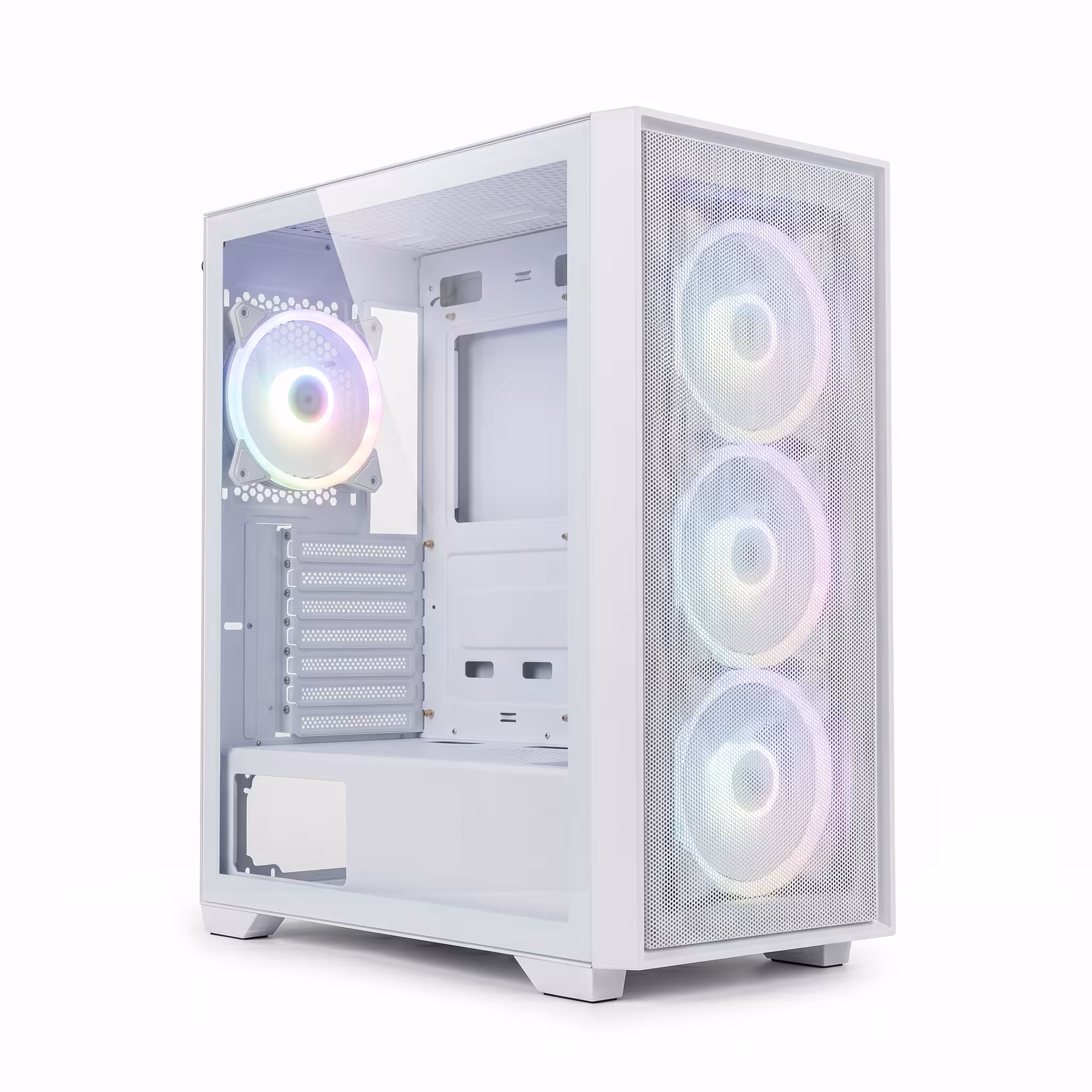 CASE GAMING TEROS TE-1311G, WHITE, 4 FAN ARGB, V/TEMPLADO
