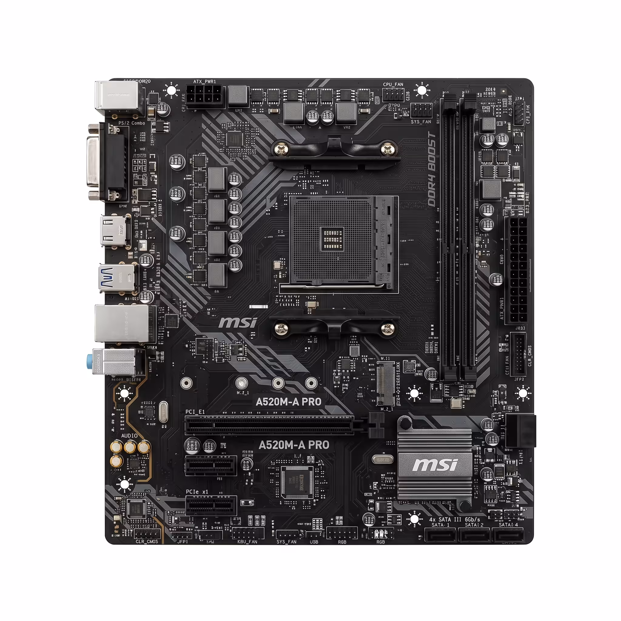 PLACA MADRE MSI A520M-A PRO M-ATX RYZEN AM4, CHIP A520, DDR4, HDMI, USB 3.2, PCI EXPRESS 3.0