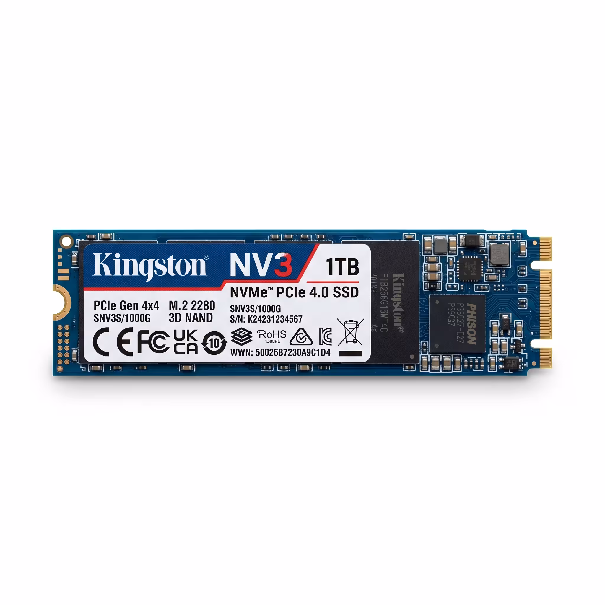 SOLIDO KINGSTON NV3 1TB M.2 NVME | 6000MB/SEG, LECTURA- 4000MB/SEG, ESCRITURA | PCIe NVMe Gen 4x4