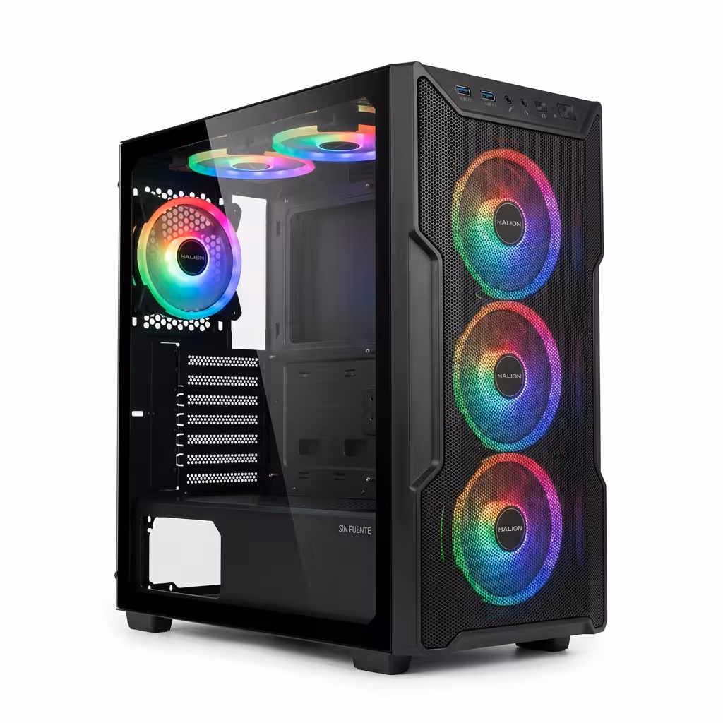 CASE ATX GAMER HALION TRITON C02 MALLA | COOLER FAN 4X ARGB | SIN FUENTE | PANEL LATERAL DE VIDRIO TEMPLADO