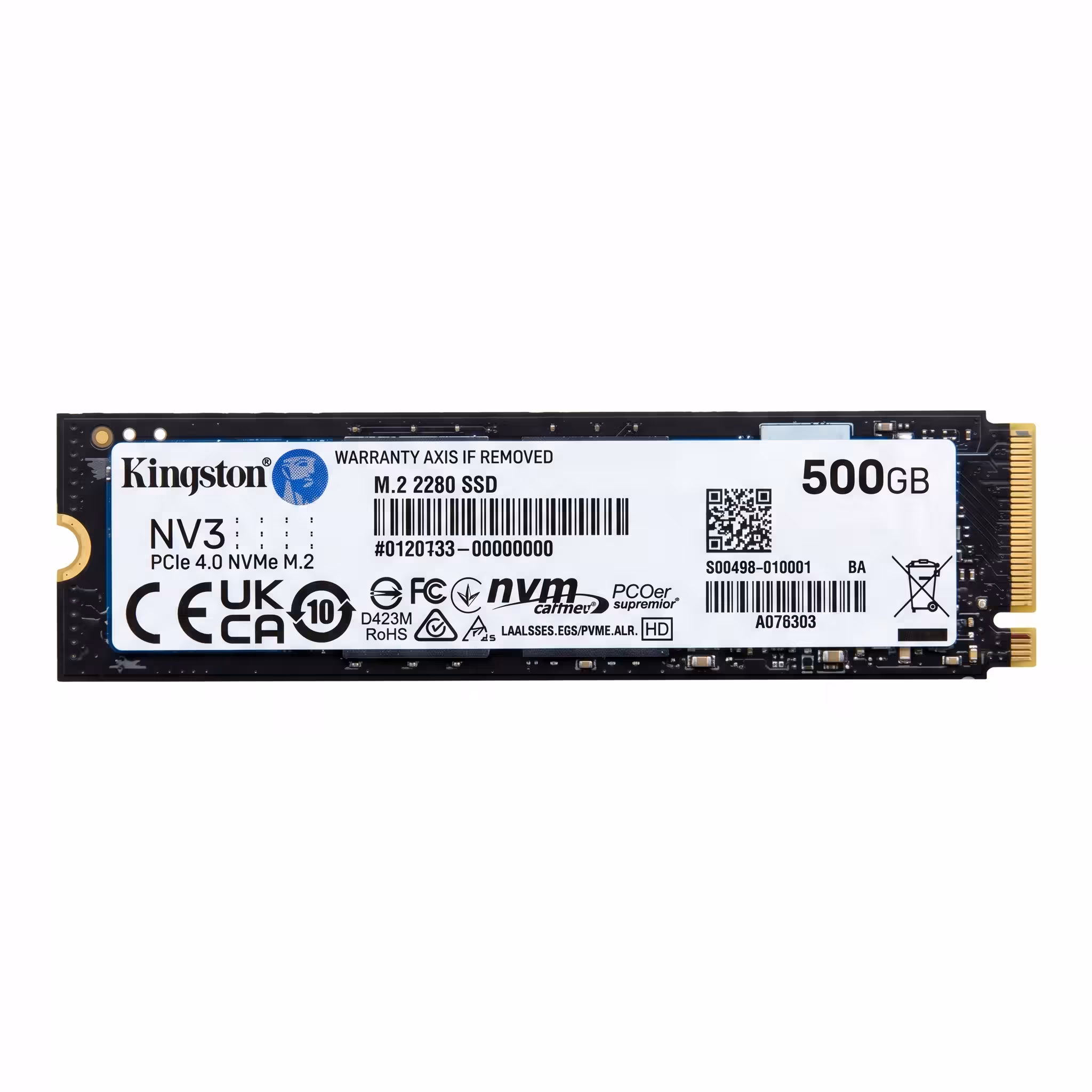 SOLIDO KINGSTON NV3 500GB M.2 NVME  |  LECTURA 5000MB/SEG,-  ESCRITURA 3000MB/SEG, | PCIe NVMe Gen 4x4