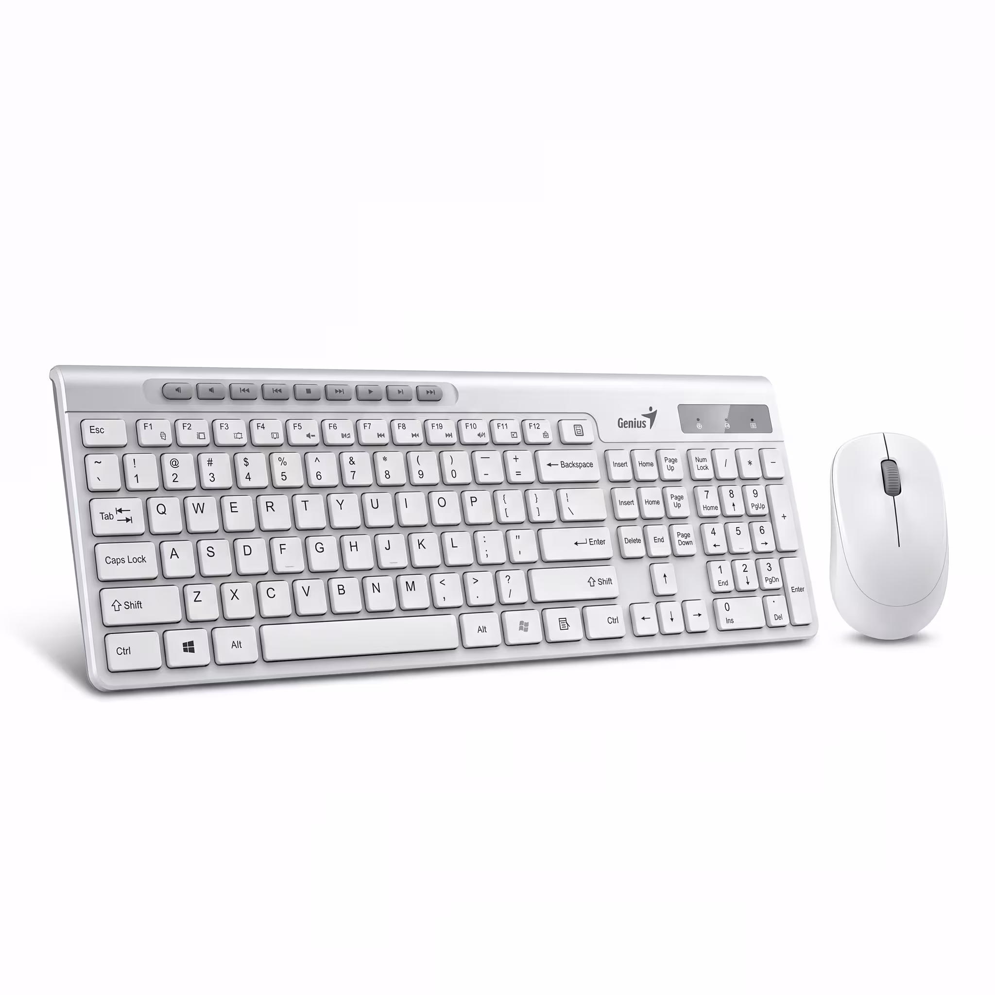TECLADO GENIUS + MOUSE SLIMSTAR 8230 WIRELESS/BLUETOOTH MULTIMEDIA SP WHITE (31340015401)