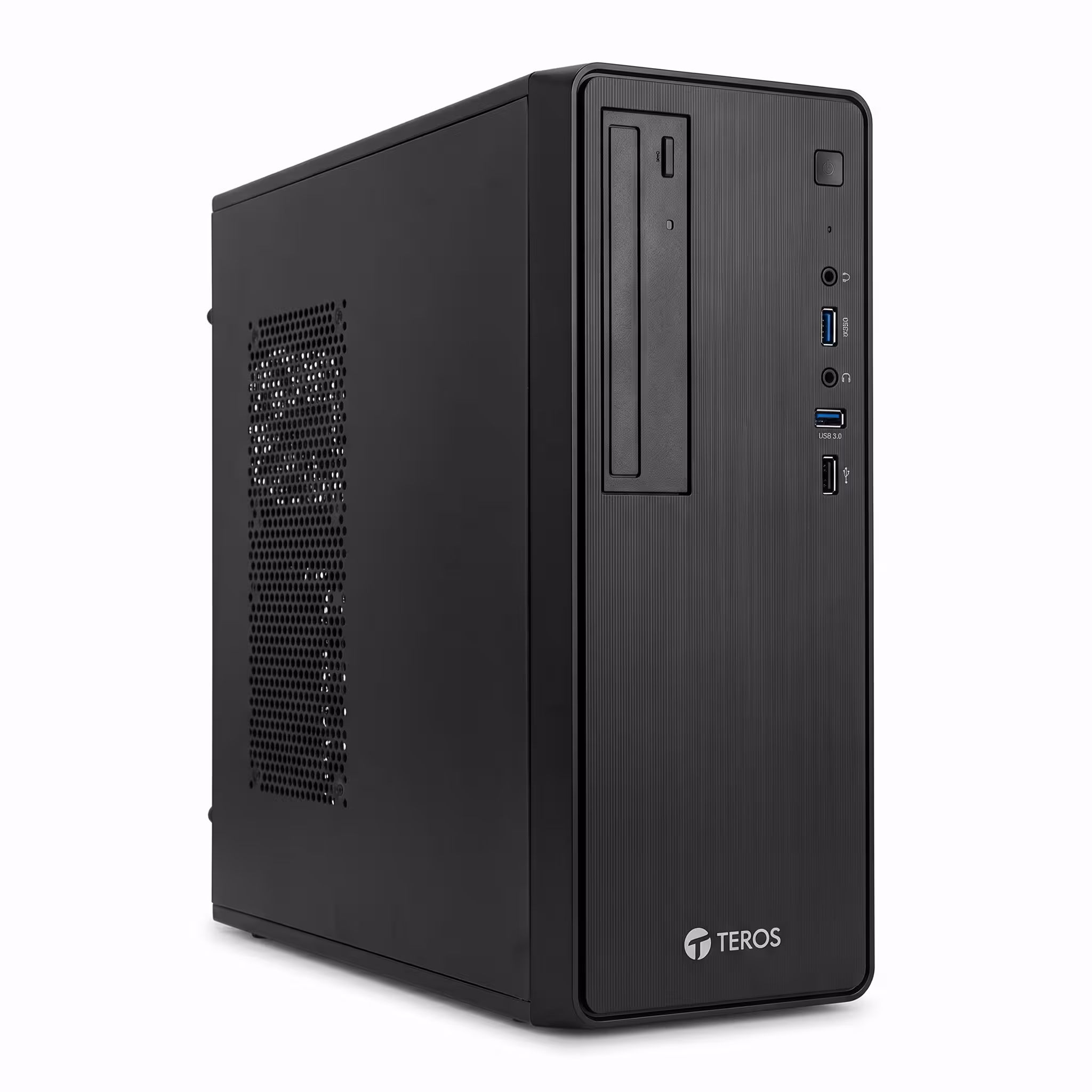 CASE TEROS TE-1032S, SLIM, 250 W, USB 3.2 / USB 2.0, AUDIO HD, DVD, NEGRO