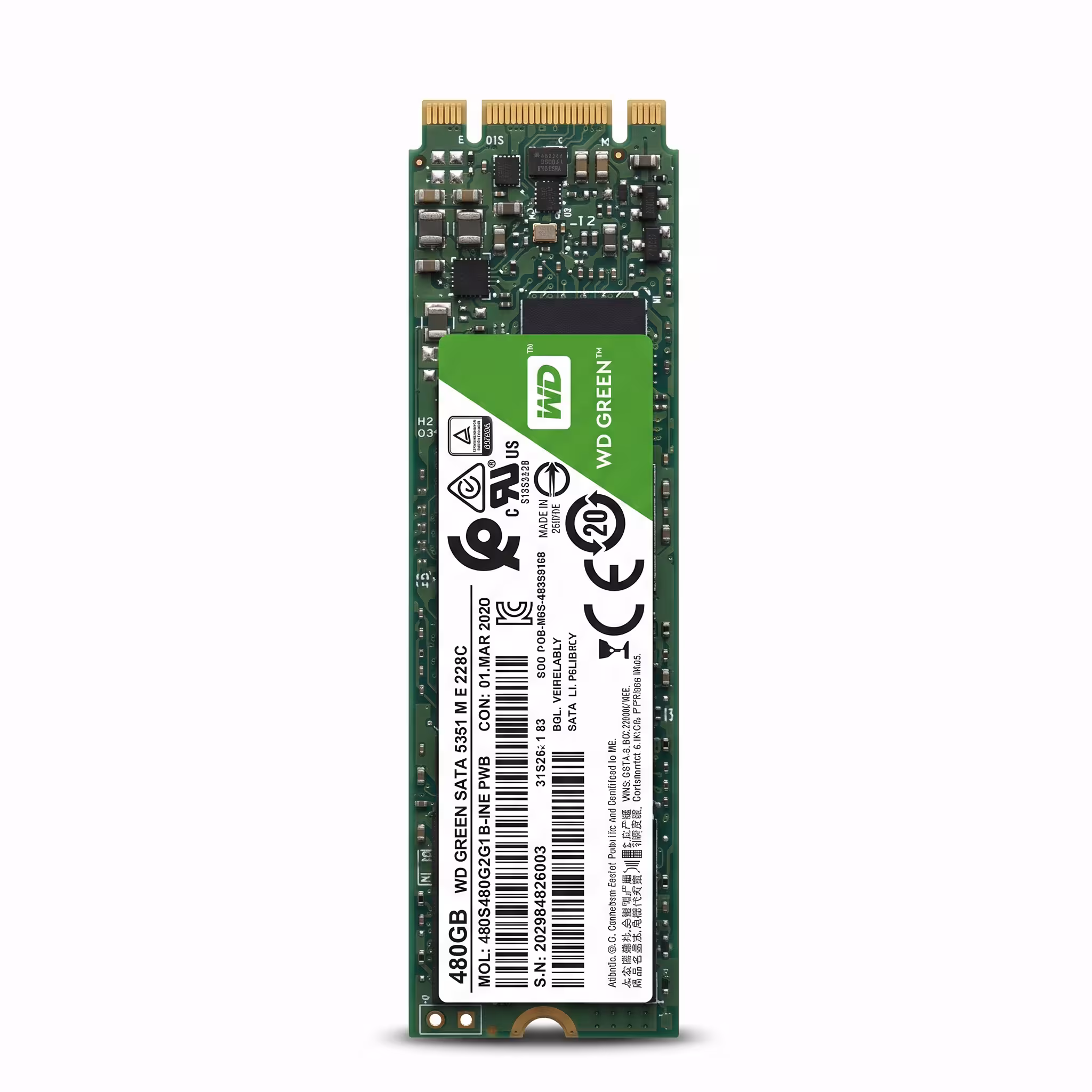 UNIDAD DE ESTADO SOLIDO WESTER DIGITAL 480GB GREEN M.2 SATA 2280 WDS480G2G0B