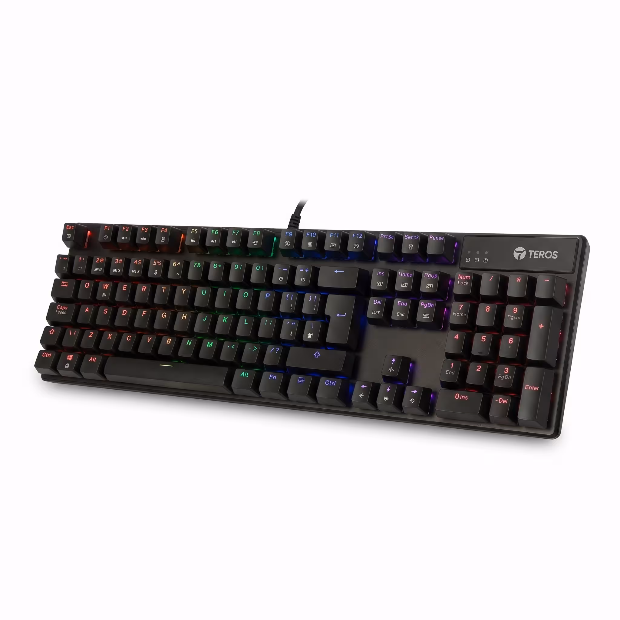 TECLADO TEROS MECANICO TE-4068G 100% RETROILUMINACION RAINBOW INTERRUPTOR AZUL