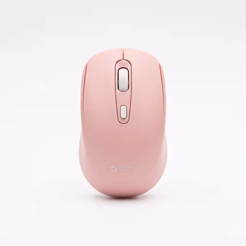 MOUSE INALÁMBRICO TEROS ROSADO TE-1218S | DPI 1000 | INTERFAZ 2.4GHZ | BATERÍA AA