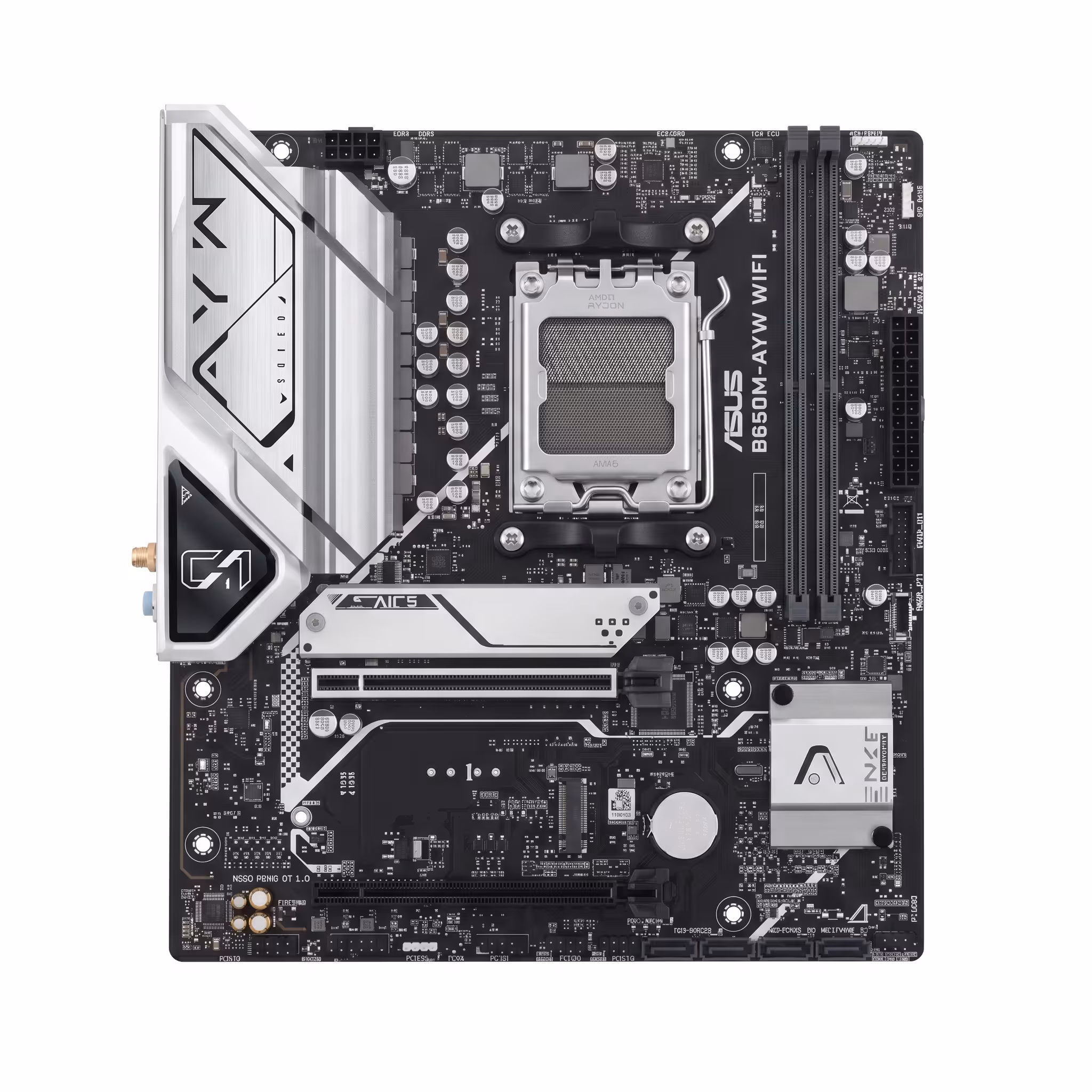 PLACA ASUS B650M-AYW WIFI | AMD RYZEN AM5 | SUPORT DDR5 X2 | PCIE 5.0 TWO-WAY AI AMD SERE 9000